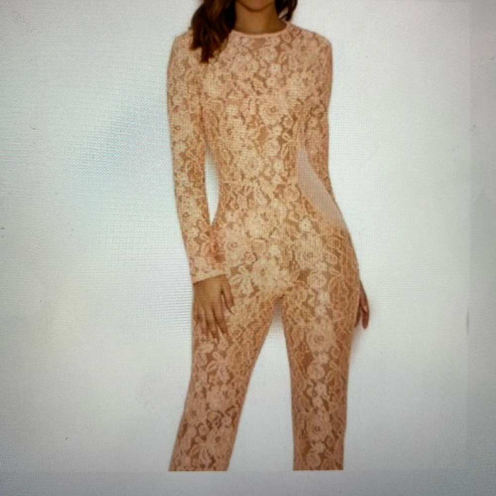 House of CB Lace Peach Jumpsuit